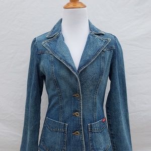Vintage Guess Jean Jacket Wide Collar Hip Pockets